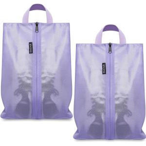 imageBagail Shoe Bags for Travel2 Set Shoe Bag for Storage in ClosetTransparent Shoe Packing Organizers with YKK Zipper L 17quotx10quotx5quot Coral 2pcsLavender 2pcs