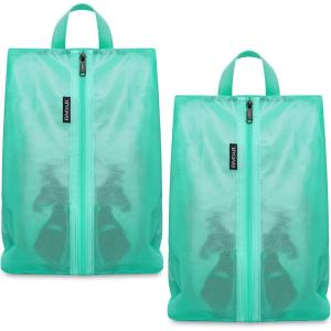 imageBagail Shoe Bags for Travel2 Set Shoe Bag for Storage in ClosetTransparent Shoe Packing Organizers with YKK Zipper L 17quotx10quotx5quot Coral 2pcsTurquoise 2pcs