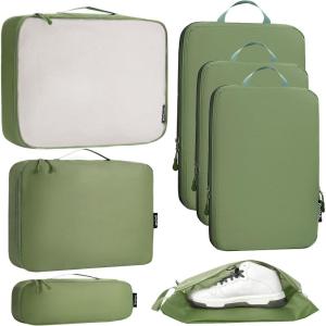 imageBagail Ultralight Compression Cubes 7 Set  3 Packing Cubes 3 Organizers and 1 Shoe BagThe Matcha