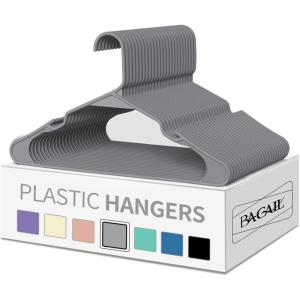 imageStandard Plastic Hangers Ideal for Everyday Home Use Lightweight Space Saving Laundry HangersHeavy Duty Clothes Hanger for DressPantsCoats Etc Misty Grey 60Pack