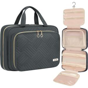 imageBAGAIL Hanging Toiletry Bag for Women Waterresistant Cosmetic Bag Large Capacity Travel Makeup Organizer for FullSized Travel EssentialsClassicJewelry Bag PinkGrey