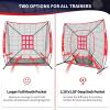 imageBAGAIL 7x7 ft Baseball ampamp Softball Practice Net with Bow Frame for Batting Hitting Pitching Portable Baseball Throwing Net with Strike Zone Carry Bag Baseball Training Aid for All LevelsFull Mouth  Red