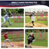 imageBAGAIL 7x7 ft Baseball ampamp Softball Practice Net with Bow Frame for Batting Hitting Pitching Portable Baseball Throwing Net with Strike Zone Carry Bag Baseball Training Aid for All LevelsFull Mouth  Red