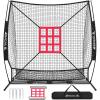 imageBAGAIL 7x7 ft Baseball ampamp Softball Practice Net with Bow Frame for Batting Hitting Pitching Portable Baseball Throwing Net with Strike Zone Carry Bag Baseball Training Aid for All LevelsFull Mouth  Black