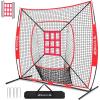 imageBAGAIL 7x7 ft Baseball ampamp Softball Practice Net with Bow Frame for Batting Hitting Pitching Portable Baseball Throwing Net with Strike Zone Carry Bag Baseball Training Aid for All LevelsSock Pocket  Red