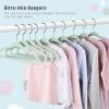 imageBAGAIL Kids Velvet Hangers 11 Inches Childrens Clothes Hangers NonSlip Baby Hangers for InfantToddler Babyblue50packLimecream