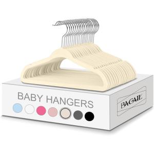 imageBAGAIL Kids Velvet Hangers 11 Inches Childrens Clothes Hangers NonSlip Baby Hangers for InfantToddler Babyblue50packIvory