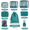 imageBAGAIL 8 Set Packing Cubes Luggage Packing Organizer Bags for Travel AccessoriesBlack FloralAqua Color