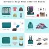 imageBAGAIL 8 Set Packing Cubes Luggage Packing Organizer Bags for Travel AccessoriesBlack FloralAqua Color