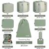 imageBAGAIL 8 Set Packing Cubes Luggage Packing Organizer Bags for Travel AccessoriesBlack FloralMatcha Green