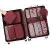 imageBAGAIL 8 Set Packing Cubes Luggage Packing Organizer Bags for Travel AccessoriesBlack FloralWine Red