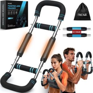 imageBAGAIL Twister Arm Trainer 5 or 9 Level Resistance 30140 lbs for Chest ampamp Arm Workout AllinOne Home Gym Strength Training Equipment with Ergonomic Grips ampamp Carry Bag for Men and Women5 Levels 40130 lbs