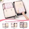 imageBAGAIL 8 Set Packing Cubes Luggage Packing Organizer Bags for Travel AccessoriesBlue paisleyPink Flamingo