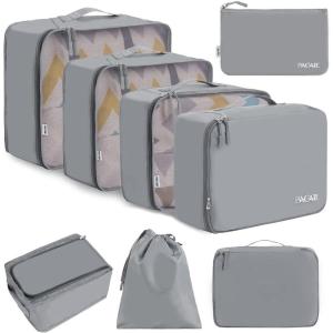 imageBAGAIL 8 Set Packing Cubes Luggage Packing Organizer Bags for Travel AccessoriesBlue paisleyPewter Color