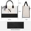 imageBAGAIL Initial Tote Bag Personalized Birthday Gifts for Women Teacher Friends Mom Wedding Monogrammed Beach BagIvory1pcs Embroidery N