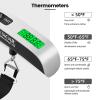 imageBAGAIL Digital Luggage Scale110lbs Hanging Baggage Scale with Backlit LCD DisplayPortable Suitcase Weighing ScaleTravel Luggage Weight Scale with HookStrong Straps for TravelersSilver with Temp
