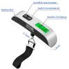 imageBAGAIL Digital Luggage Scale110lbs Hanging Baggage Scale with Backlit LCD DisplayPortable Suitcase Weighing ScaleTravel Luggage Weight Scale with HookStrong Straps for TravelersSilver with Temp