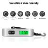imageBAGAIL Digital Luggage Scale110lbs Hanging Baggage Scale with Backlit LCD DisplayPortable Suitcase Weighing ScaleTravel Luggage Weight Scale with HookStrong Straps for TravelersSilver with Temp