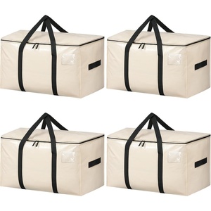 image:imageBAGAIL Heavy Duty Moving Bags with Strong Handle Extra Large Moving Boxes Storage Tote for Clothes College Moving Supplies6 Pack BluewindowsBeige