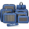 image:imageBAGAIL 8 Set Compression Packing Cubes Durable amp Wearresistant Expandable Luggage Organizer Bags for Travel AccessoriesNavyNavy