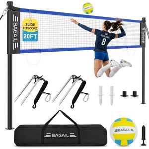image:imageBAGAIL Outdoor Volleyball Net Set 20FT32FT Portable for Beach Backyard  Complete Kit with Carry Bag Ball amp Pump Integrated Scoring System AntiSag AllWeather Durability Easy 5min SetupBlue