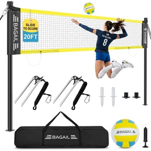 image:imageBAGAIL Outdoor Volleyball Net Set 20FT32FT Portable for Beach Backyard  Complete Kit with Carry Bag Ball amp Pump Integrated Scoring System AntiSag AllWeather Durability Easy 5min SetupYellow