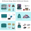 image:imageBAGAIL 8 Set Packing Cubes Luggage Packing Organizers for Travel AccessoriesWhite and Matcha StripeAqua Color