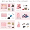 image:imageBAGAIL 8 Set Packing Cubes Luggage Packing Organizers for Travel AccessoriesWhite and Matcha StripeBlush Pink