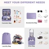image:imageBAGAIL 8 Set Packing Cubes Luggage Packing Organizers for Travel AccessoriesWhite and Matcha StripeDusty Purple