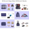 image:imageBAGAIL 8 Set Packing Cubes Luggage Packing Organizers for Travel AccessoriesWhite and Matcha StripeIndigo