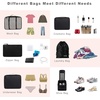 image:imageBAGAIL 8 Set Packing Cubes Luggage Packing Organizers for Travel AccessoriesWhite and Matcha StripeJet Black