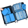 image:imageBAGAIL 8 Set Packing Cubes Luggage Packing Organizers for Travel AccessoriesWhite and Matcha StripeLight Blue