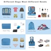 image:imageBAGAIL 8 Set Packing Cubes Luggage Packing Organizers for Travel AccessoriesWhite and Matcha StripeLight Blue