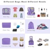 image:imageBAGAIL 8 Set Packing Cubes Luggage Packing Organizers for Travel AccessoriesWhite and Matcha StripeLight Purple