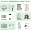 image:imageBAGAIL 8 Set Packing Cubes Luggage Packing Organizers for Travel AccessoriesWhite and Matcha StripeMatcha checkered