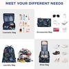 image:imageBAGAIL 8 Set Packing Cubes Luggage Packing Organizers for Travel AccessoriesWhite and Matcha StripeNavy Leaf