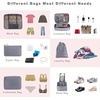 image:imageBAGAIL 8 Set Packing Cubes Luggage Packing Organizers for Travel AccessoriesWhite and Matcha StripePewter Color