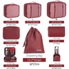 image:imageBAGAIL 8 Set Packing Cubes Luggage Packing Organizers for Travel AccessoriesWhite and Matcha StripeWine Red