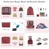 image:imageBAGAIL 8 Set Packing Cubes Luggage Packing Organizers for Travel AccessoriesWhite and Matcha StripeWine Red