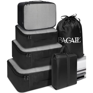 image:imageBAGAIL 8 Set Packing Cubes Luggage Packing Organizers for Travel AccessoriesWhite and Matcha StripeBlack