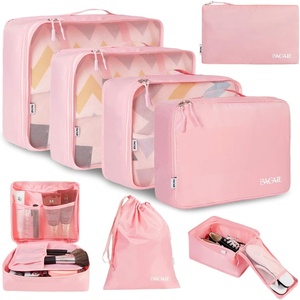 image:imageBAGAIL 8 Set Packing Cubes Luggage Packing Organizers for Travel AccessoriesWhite and Matcha StripeBlush Pink