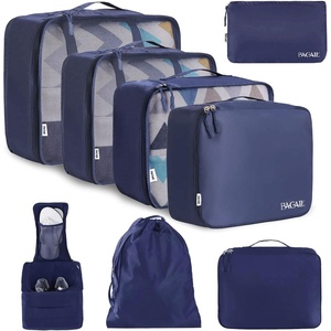 image:imageBAGAIL 8 Set Packing Cubes Luggage Packing Organizers for Travel AccessoriesWhite and Matcha StripeIndigo