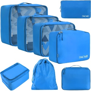 image:imageBAGAIL 8 Set Packing Cubes Luggage Packing Organizers for Travel AccessoriesWhite and Matcha StripeLight Blue