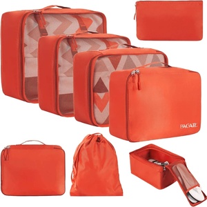 image:imageBAGAIL 8 Set Packing Cubes Luggage Packing Organizers for Travel AccessoriesWhite and Matcha StripeOrange
