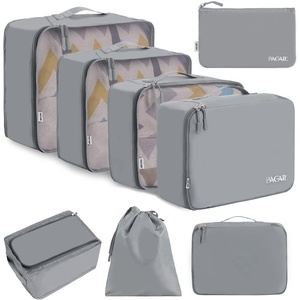 image:imageBAGAIL 8 Set Packing Cubes Luggage Packing Organizers for Travel AccessoriesWhite and Matcha StripePewter Color