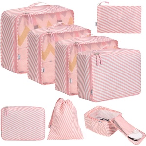 image:imageBAGAIL 8 Set Packing Cubes Luggage Packing Organizers for Travel AccessoriesWhite and Matcha StripeWhite and Pink Stripe