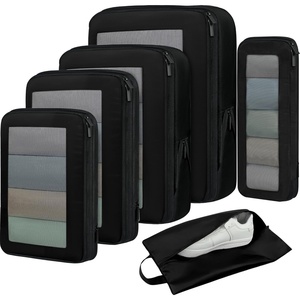 image:imageBAGAIL 4 Set6 Set8 Set Compression Packing Cubes Travel Accessories Expandable Packing Organizers Half Mesh 6Black Floral05Jet Black