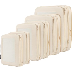 image:imageBAGAIL 4 Set6 Set8 Set Compression Packing Cubes Travel Accessories Expandable Packing Organizers Half Mesh 6Black Floral06Beige