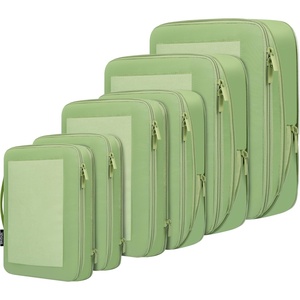 image:imageBAGAIL 4 Set6 Set8 Set Compression Packing Cubes Travel Accessories Expandable Packing Organizers Half Mesh 6Black Floral06Matcha Green