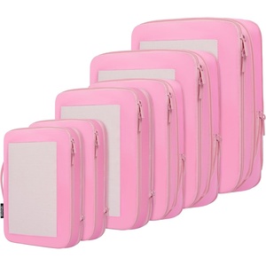 image:imageBAGAIL 4 Set6 Set8 Set Compression Packing Cubes Travel Accessories Expandable Packing Organizers Half Mesh 6Black Floral06Pink